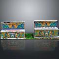 Traditional Decorative Architectural Components With Colorful Tile Patterns And Green Base