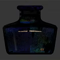 Vintage Deep Blue Glass Ink Bottle With Old Label And INK Text On Glossy Surface