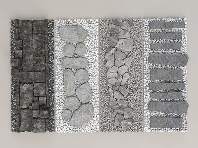 Various Styles of Natural Stone Stepping Stones for Garden Landscape Design 3d model