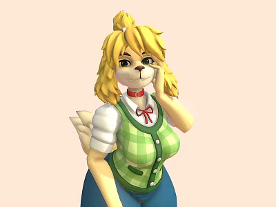 Animated Game Character With Blonde Curly Hair Green Plaid Vest Red Bow Tie And Wings 3d model