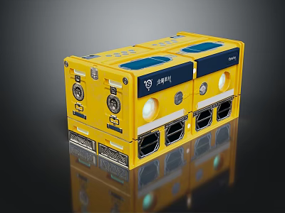 Yellow Tianjin Saiwen Industrial Control Module With Interfaces And Buttons 3d model