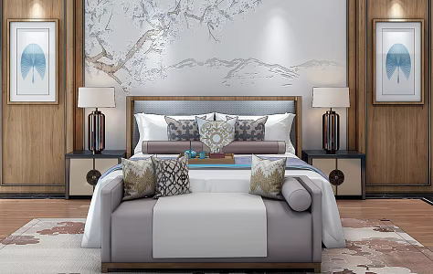 Background double bed 3d model