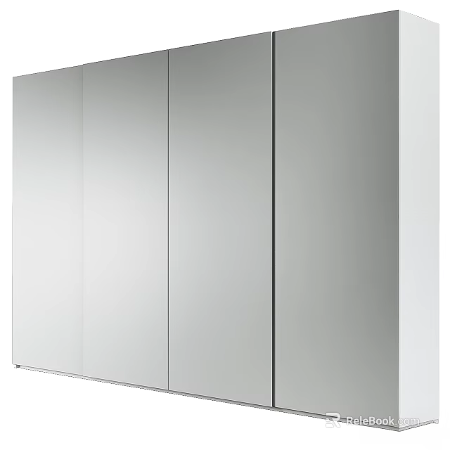 Modern Mirrored Dresser With Storage Drawers And Reflective Front Panels 3d model 
