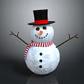 Children Create Adorable Snowman With Black Top Hat Striped Scarf And Stick Arms