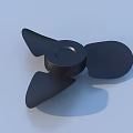 Black Three Blade Fidget Spinner With Metallic Design On Light Blue Background 3d model