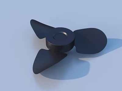 Black Three Blade Fidget Spinner With Metallic Design On Light Blue Background 3d model