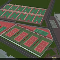 Outdoor Tennis Courts With Multiple Green And Red Surfaces For Fitness Sports Activity