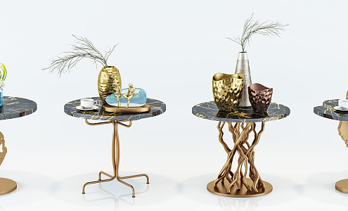 Modern Round Table Fashion Simple Coffee Table Side Table Vase Decorations Combination 3d model