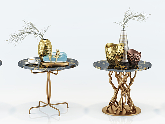 Modern Round Table Fashion Simple Coffee Table Side Table Vase Decorations Combination 3d model