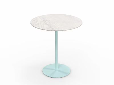 Modern Circular Table with White Tabletop and Light Blue Base Design 3d model