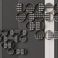 Black And White Checkered Circular Frame Wall Decor For Modern Interior Walls 3d model