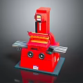 Red Industrial Milling Machine With Worktable Control Panel And Stable Base 3d model