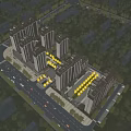 Aerial Planning of Residential Area With High Rise Buildings Greenery And Roads