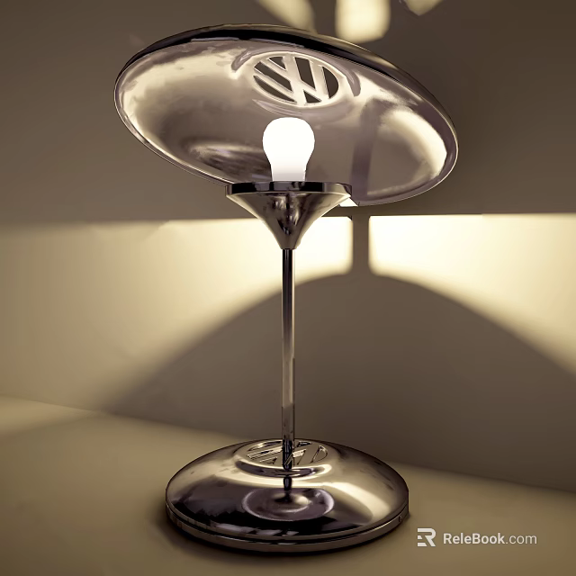 Sleek Modern Table Lamp With Transparent Lampshade Silver Base And Warm Glow 3d model 