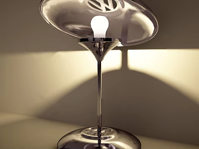 Sleek Modern Table Lamp With Transparent Lampshade Silver Base And Warm Glow 3d model