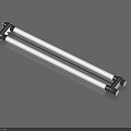 Double Tube LED Light Fixture With White Tubes And Black Connectors On Blue Background