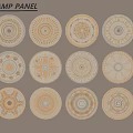 Decorative Lamp Panel Collection Featuring Various Gold And White Ceiling Patterns 3d model