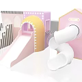 Fun Colorful Children's Play Area With Slide Tunnel And Playhouse Structures