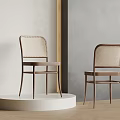 Modern Wooden Chairs With Woven Back Design On White Display Stand