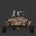 Military Armored Vehicle With Camouflage Paint Multiple Wheels Top Mounted Weapon Antennas And Observation Windows