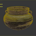 Artisan Carved Bronze Sculpture Vessel with Two Handles Green Patina and Intricate Designs