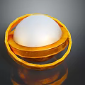 Golden Ring Structure With White Spherical Object In Center On Dark Background