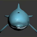 Blue Dolphin Toy Model With Smooth Surface And Black Background Reflection