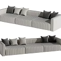 Modern Three Seater Sofa With Striped Upholstery And Gray Light Gray Cushions