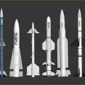 Various Rocket Weapon Models With Different Designs Colors Like Blue And White And EXILE Labels