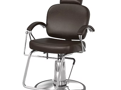 Brown Leather Leisure Chair With Metal Frame Round Base And Adjustable Armrests 3d model