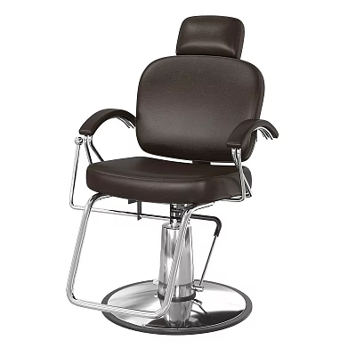 Brown Leather Leisure Chair With Metal Frame Round Base And Adjustable Armrests 3d model