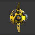 Rusty Yellow Mechanical Robot Character With Alien Creature In Sphere Device 3d model
