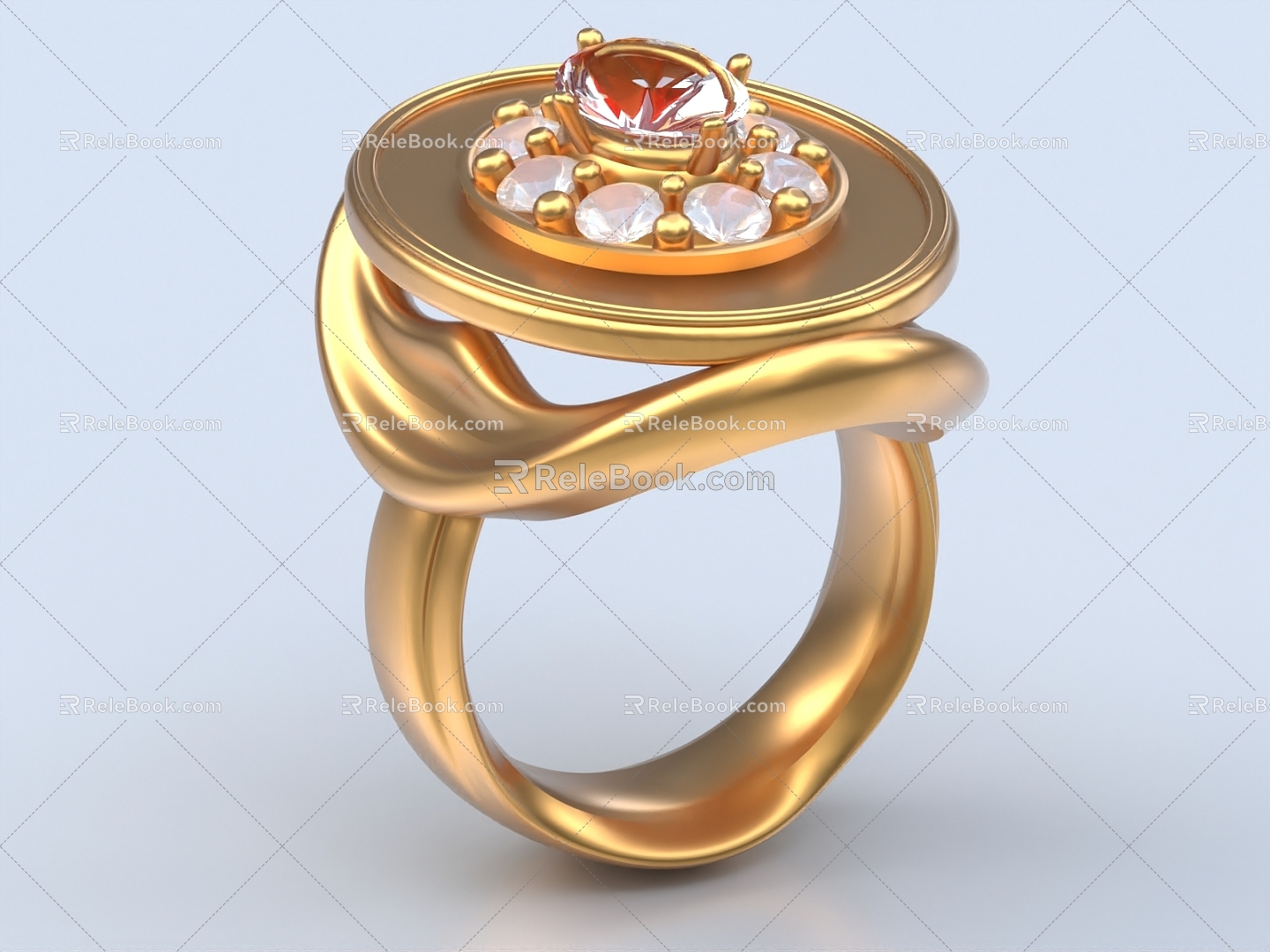 Ring Diamond Ring Gold Ring Gem Ring Bracelet Jewelry 3d model