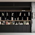 Modern Black Bookcase With Open Shelves Books And Decorative Items