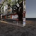 Modern Dessert Shop Exterior With Glass Facade Bright Lighting And Indoor Seating