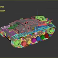 Military Armored Tank With Heavy Tracked Wheels And Front Main Cannon
