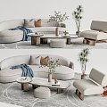 Quiet Sofa Tea Table Combination Sofa Coffee Table 3d model