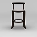 Elegant Dark Wood Bar Stool With White Padded Seat And Round Base Legs