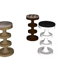 Modern Bar Stools Featuring Layered Ring Structure In Light Wood Dark Brown And Silver Metal