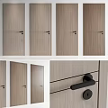Light Wood Hinged Doors With Modern Design And Black Handles For Home