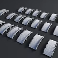 White Landscape Bridge Models with Modern Design Arranged in Multiple Rows