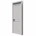 White Interior Door With Black Handle And Simple Panel Design 3d model