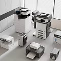Modern Office Space Featuring Essential Office Appliances Multifunctional Printers And Copiers 3d model