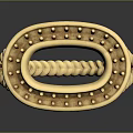 Gold Ring With Braided Band Oval Hollow Design And Dotted Details