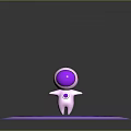 3D Game Movie Character With White Body Purple Helmet Standing On Purple Blue Concentric Circle Platform