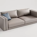 Comfortable Light Gray Two Seater Sofa with Blue Pillow Modern Design for Living Room 3d model