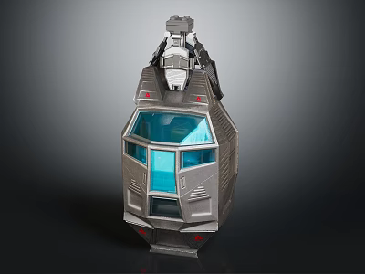 Sci Fi Mechanical Device Structure With Metallic Body Blue Transparent Window And Top Antenna Component 3d model