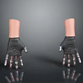 Innovative Bionic Hands Design With Black Glove Metallic Fingers And Lifelike Skin Wrist