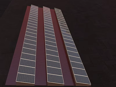 Daily Electrical Appliances Featuring Three Solar Panels With Red Background Neatly Arranged On Dark Ground 3d model