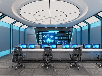 modern monitoring room monitoring center 3d model